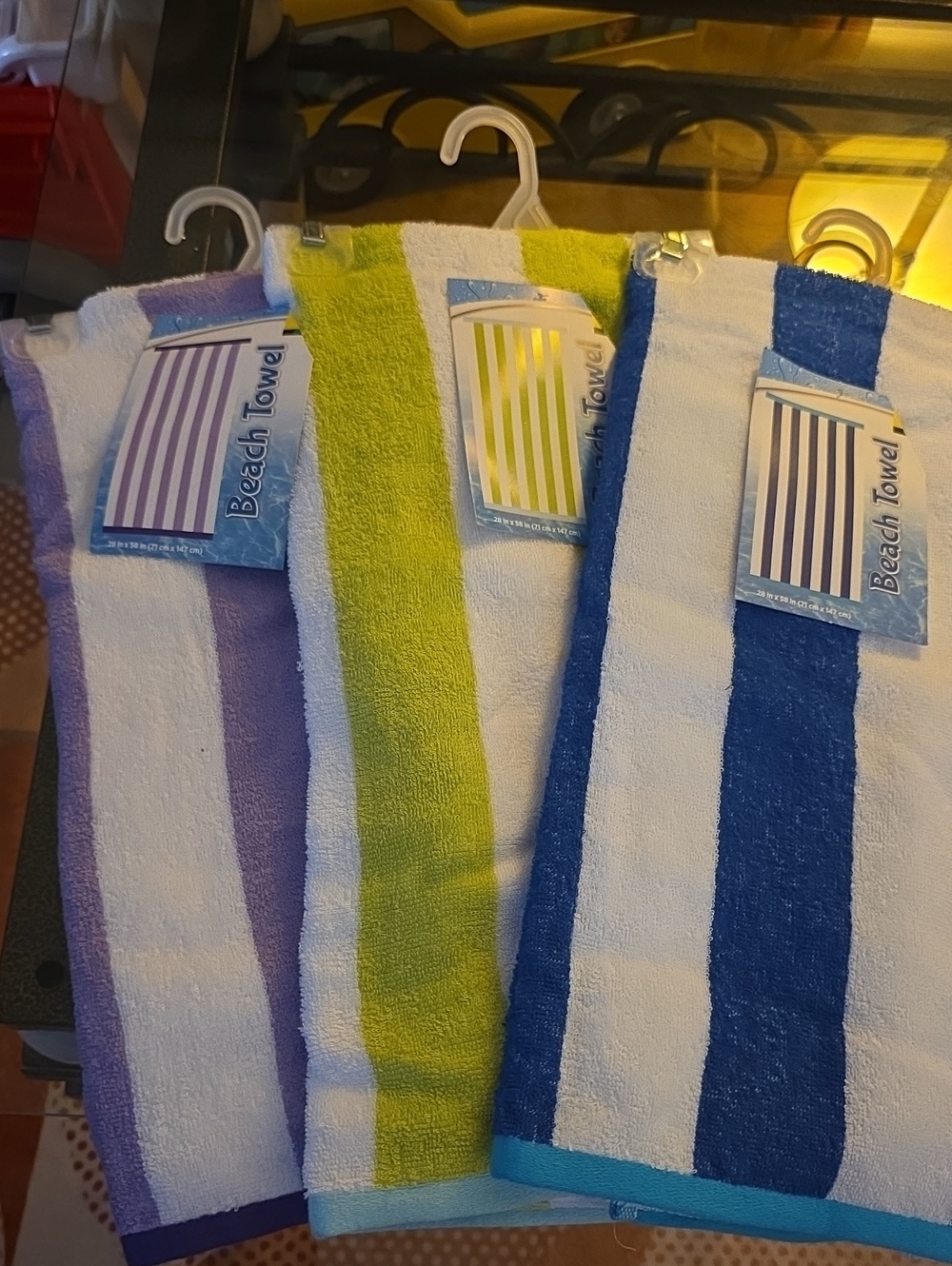 Beach Towel Stripe  Essentials - Blue, Green, Purple